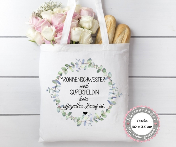 Eucalyptus, Einkaufstasche, Erzieherin, Krankenschwester, Altenpflege Geschenk, Geburtstag, Accessoires, Tasche, Abschied von Lüttentüddel